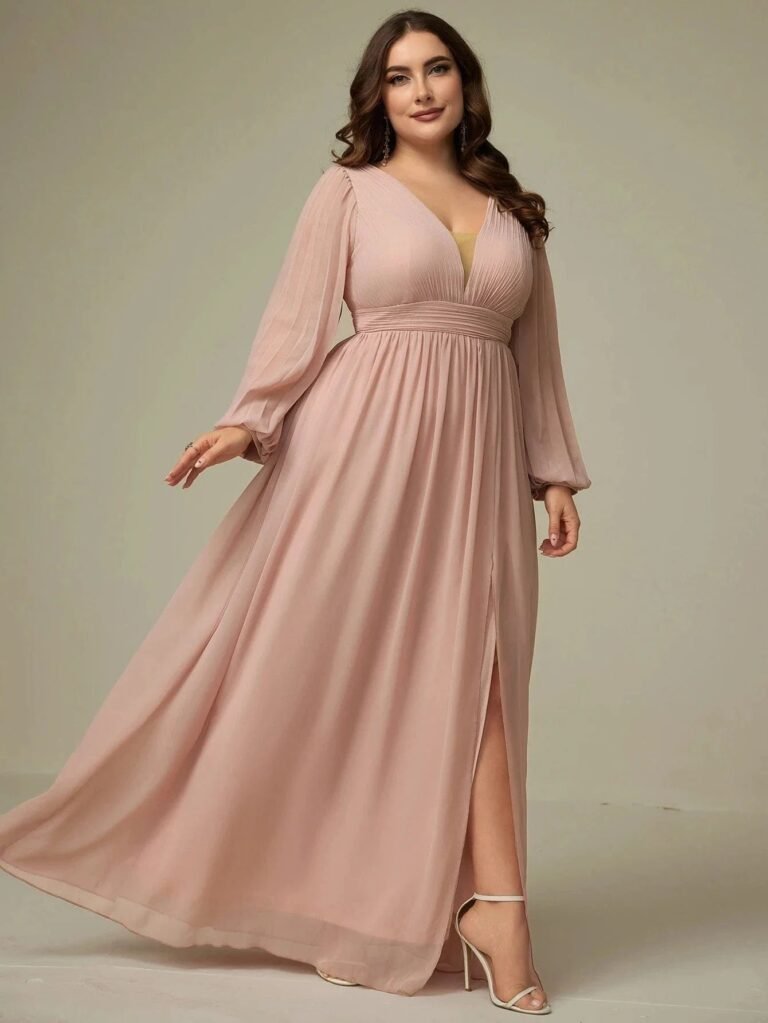 Robe Demoiselle Dhonneur Grande Taille Manches Longues 4