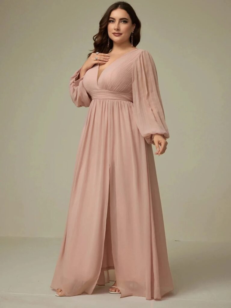 Robe Demoiselle Dhonneur Grande Taille Manches Longues 5