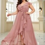 Robe Demoiselle Dhonneur Grande Taille Rose Poudre L