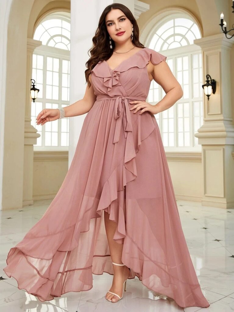 Robe Demoiselle Dhonneur Grande Taille Rose Poudre L