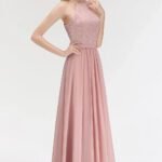 Robe Demoiselle Dhonneur Haut En Dentelle Rose Poudre 32