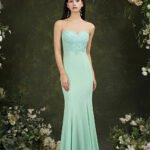 Robe Demoiselle Dhonneur Longue Coupe Sirene Vert 32