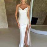Robe Demoiselle Dhonneur Longue Dos Nu Satin 5