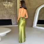 Robe Demoiselle Dhonneur Longue Dos Nu Satin 6