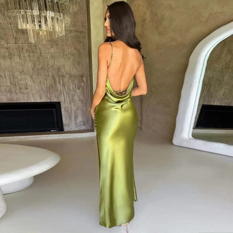 Robe Demoiselle Dhonneur Longue Dos Nu Satin 6