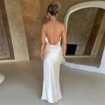 Robe Demoiselle Dhonneur Longue Dos Nu Satin Blanc S