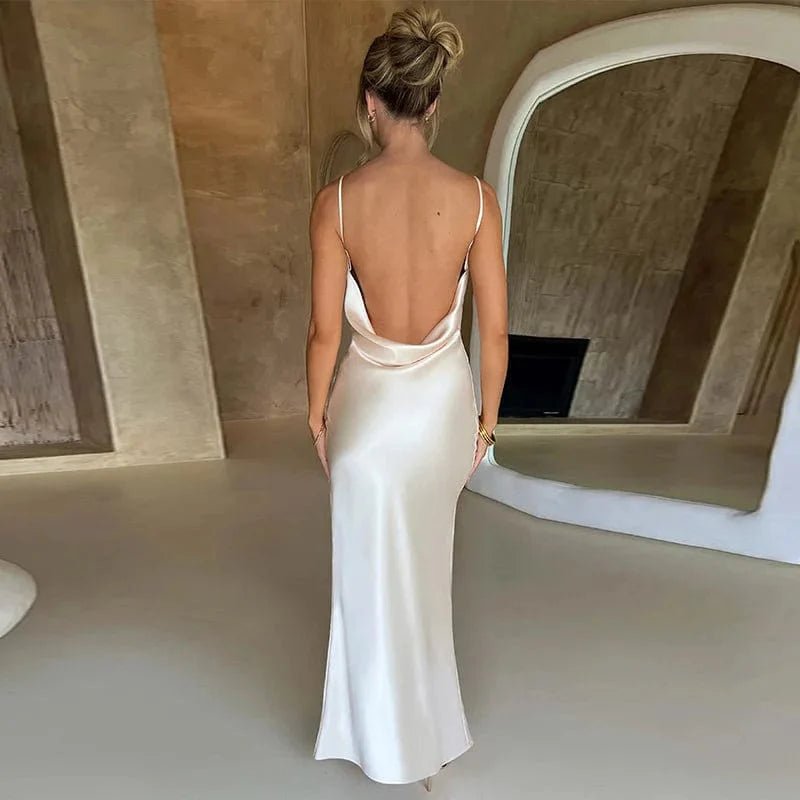 Robe Demoiselle Dhonneur Longue Dos Nu Satin Blanc S