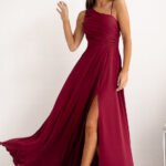 Robe Demoiselle Dhonneur Longue Fendue Bordeaux 32