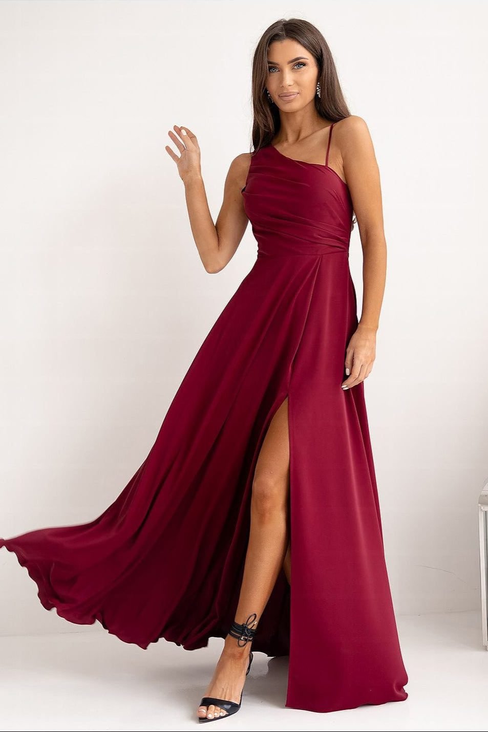 Robe Demoiselle Dhonneur Longue Fendue Bordeaux 32