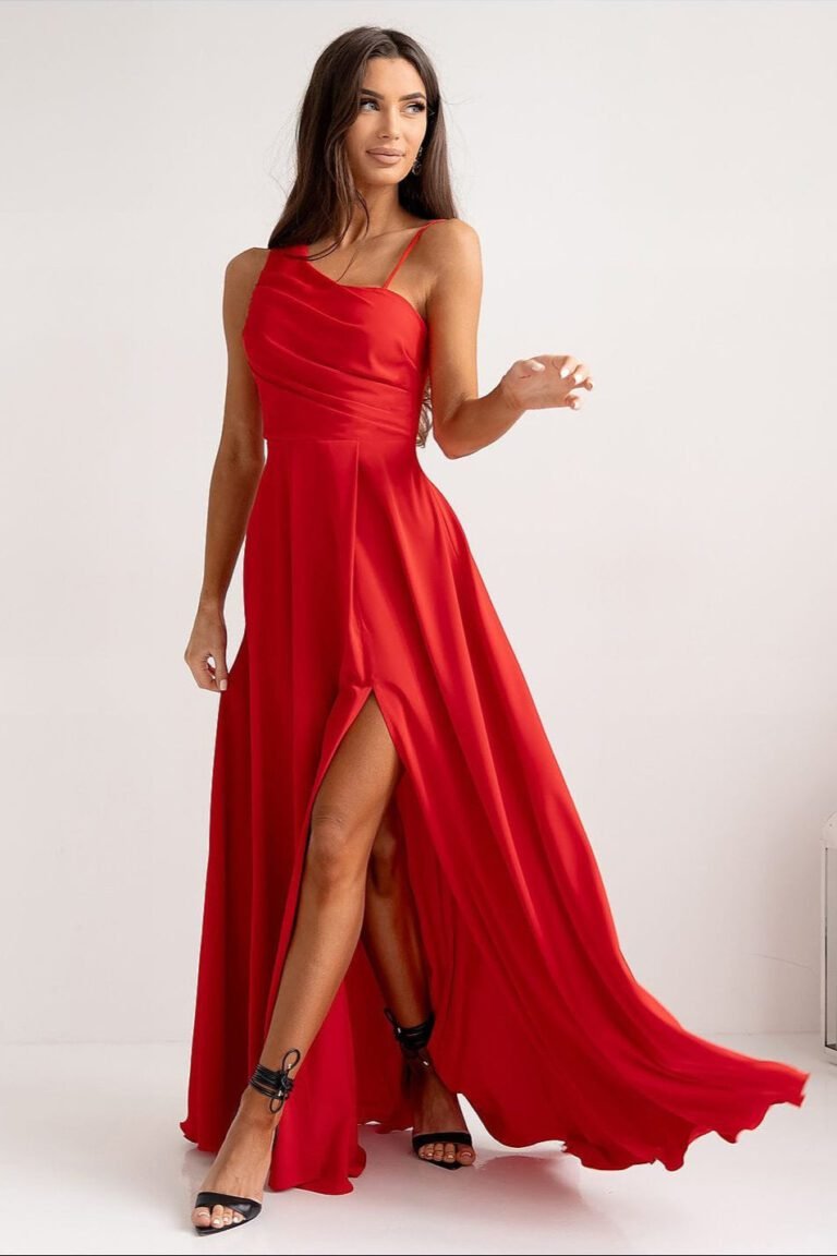 Robe Demoiselle Dhonneur Longue Fendue Rouge 32