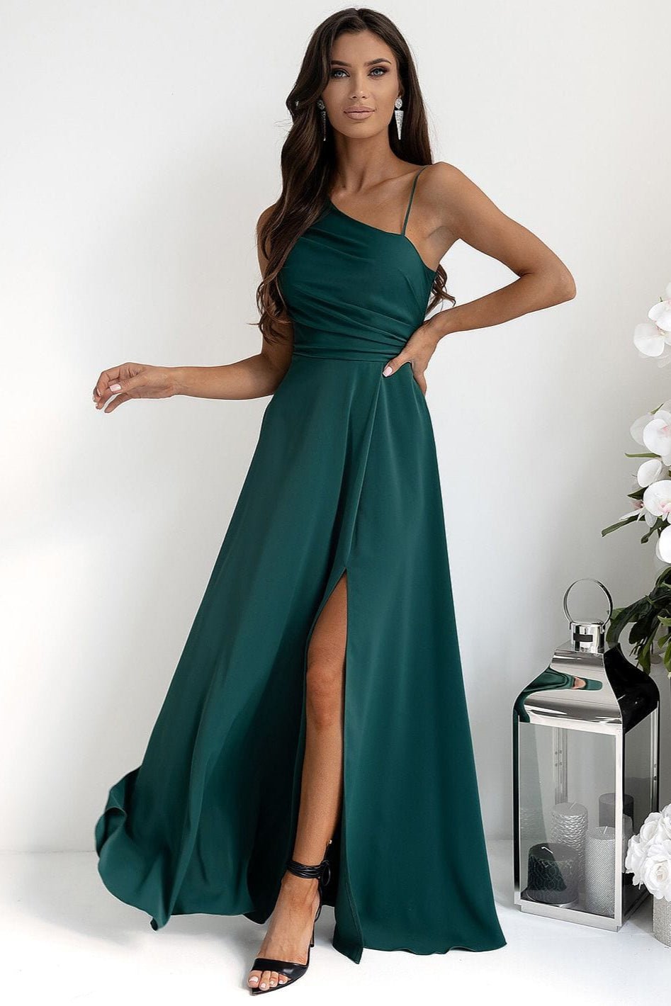 Robe Demoiselle Dhonneur Longue Fendue Vert 32