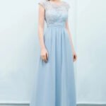 Robe Demoiselle Dhonneur Longue Fluide Bleu Clair 32