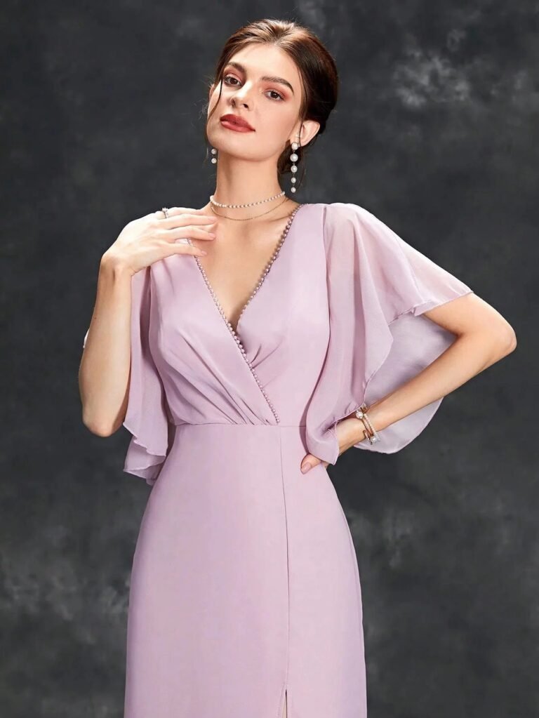 Robe Demoiselle Dhonneur Longue Lilas 2