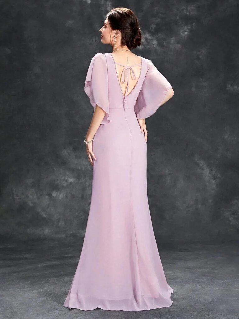 Robe Demoiselle Dhonneur Longue Lilas 3