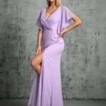 Robe Demoiselle Dhonneur Longue Lilas 8