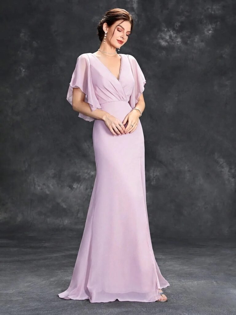 Robe Demoiselle Dhonneur Longue Lilas Rose Pastel S