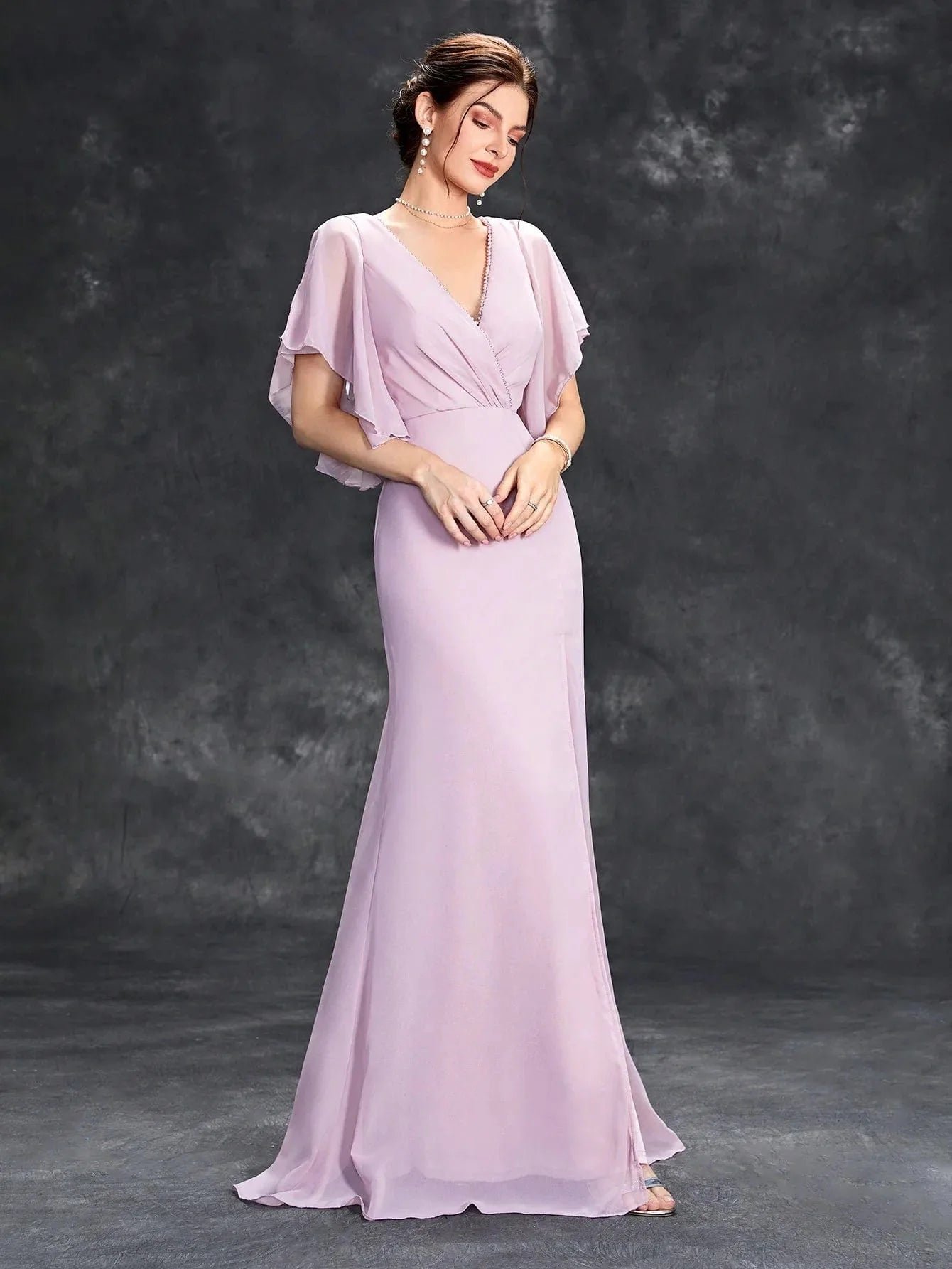 Robe Demoiselle Dhonneur Longue Lilas Rose Pastel S