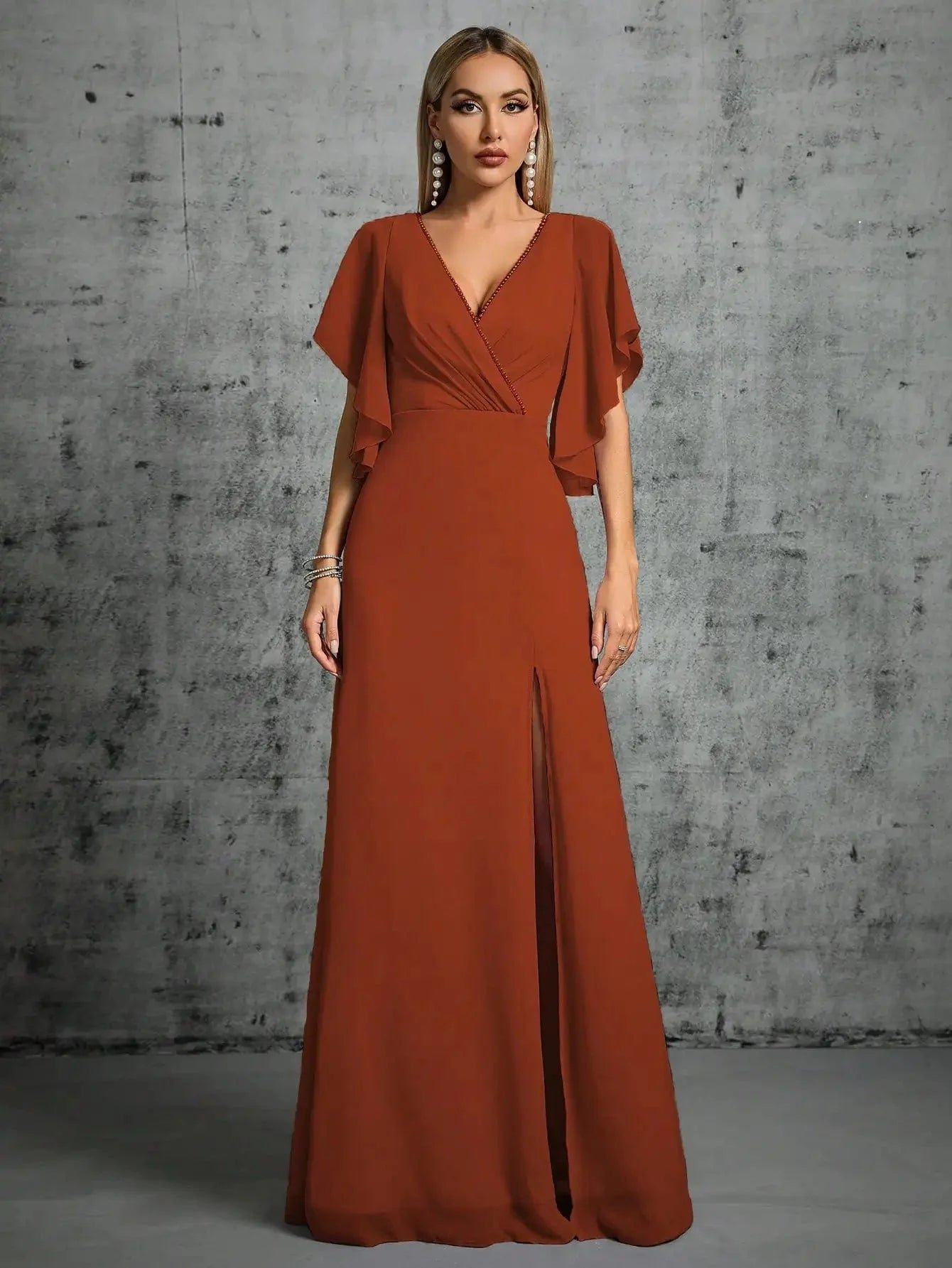 Robe Demoiselle Dhonneur Longue Lilas Terracotta S