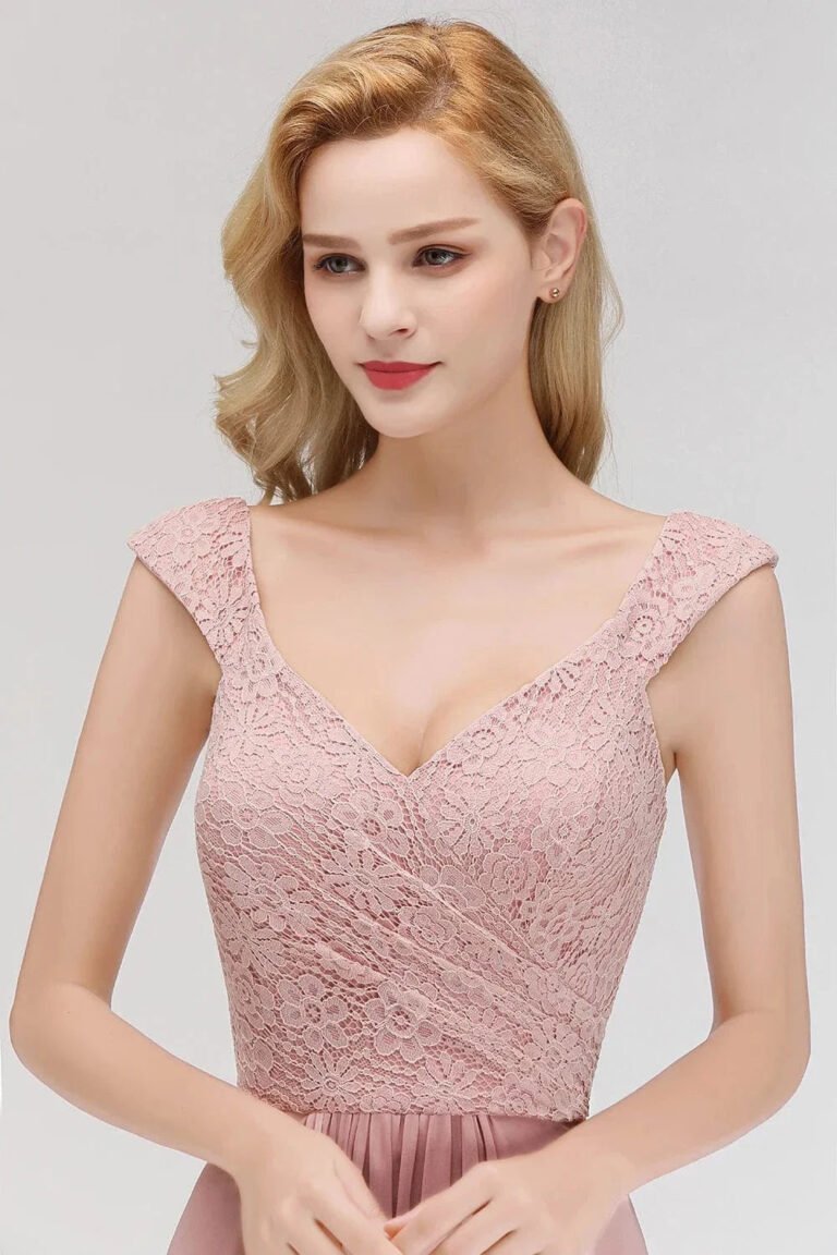Robe Demoiselle Dhonneur Longue Rose Poudre 3