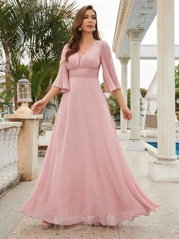 Robe Demoiselle Dhonneur Longue Rose Poudre Rose Poudre S