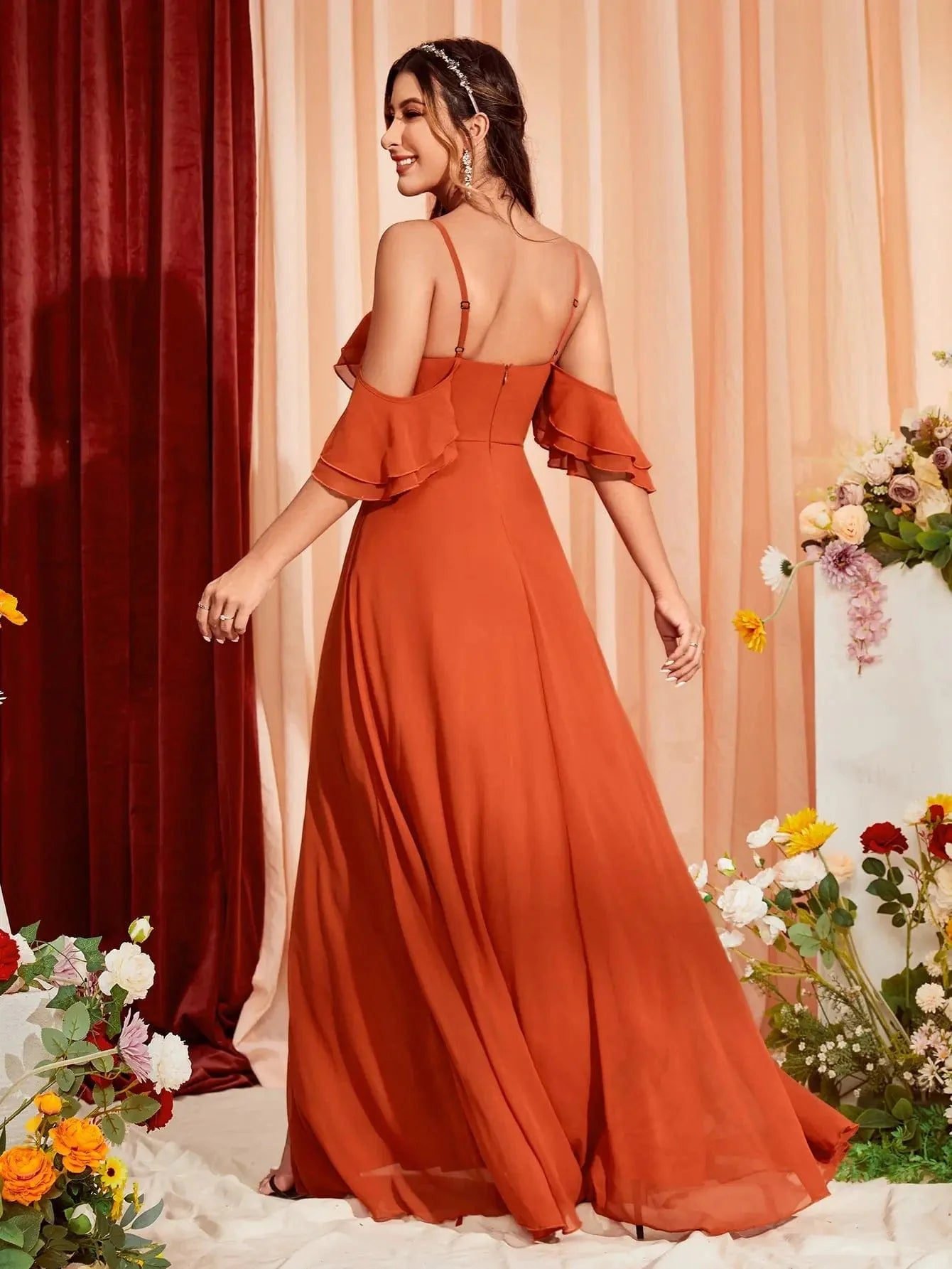 Robe Demoiselle Dhonneur Longue Terracotta 2