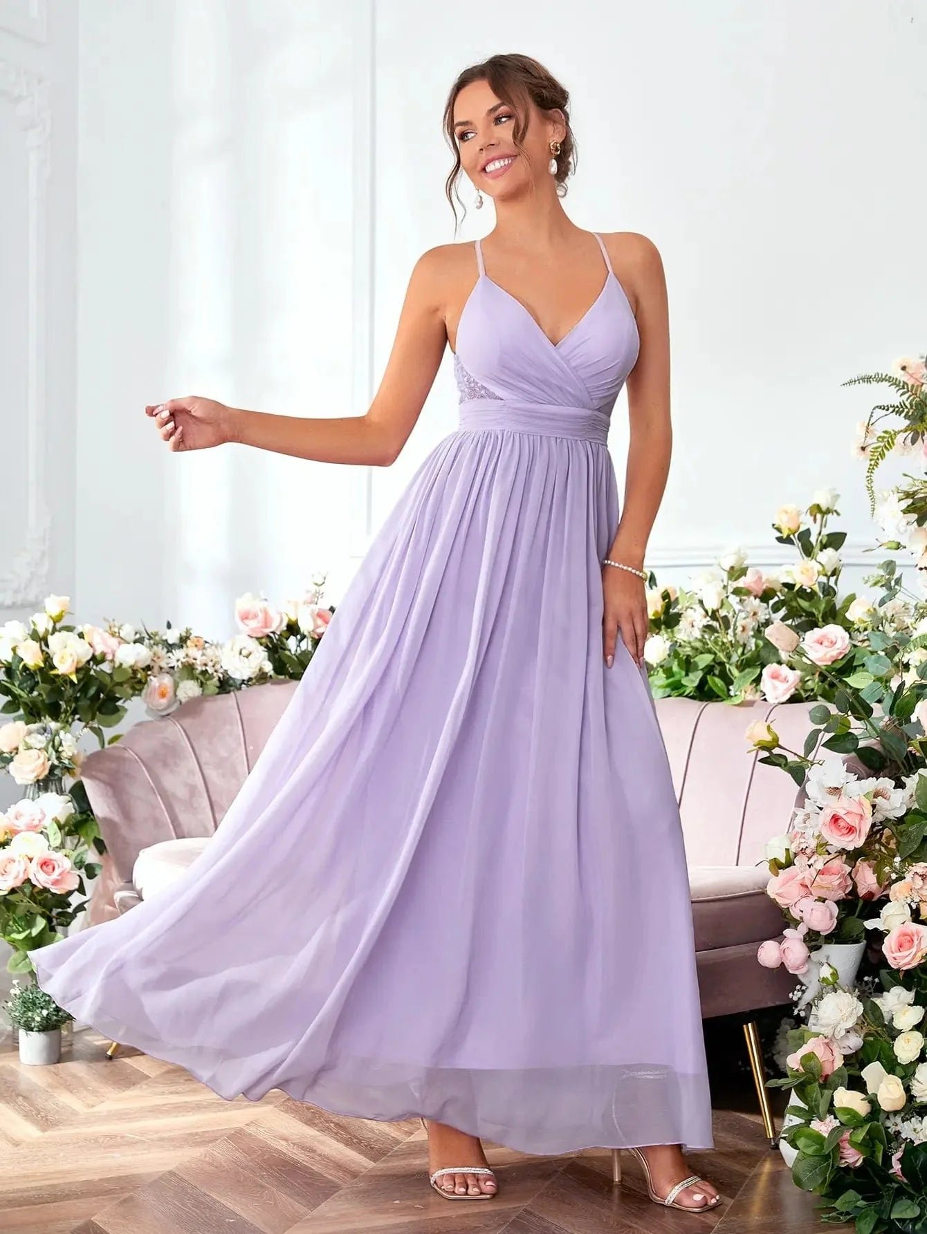 Robe Demoiselle Dhonneur Mauve Lilas 3