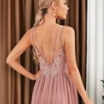 Robe Demoiselle Dhonneur Rose Poudre Dos Nu
