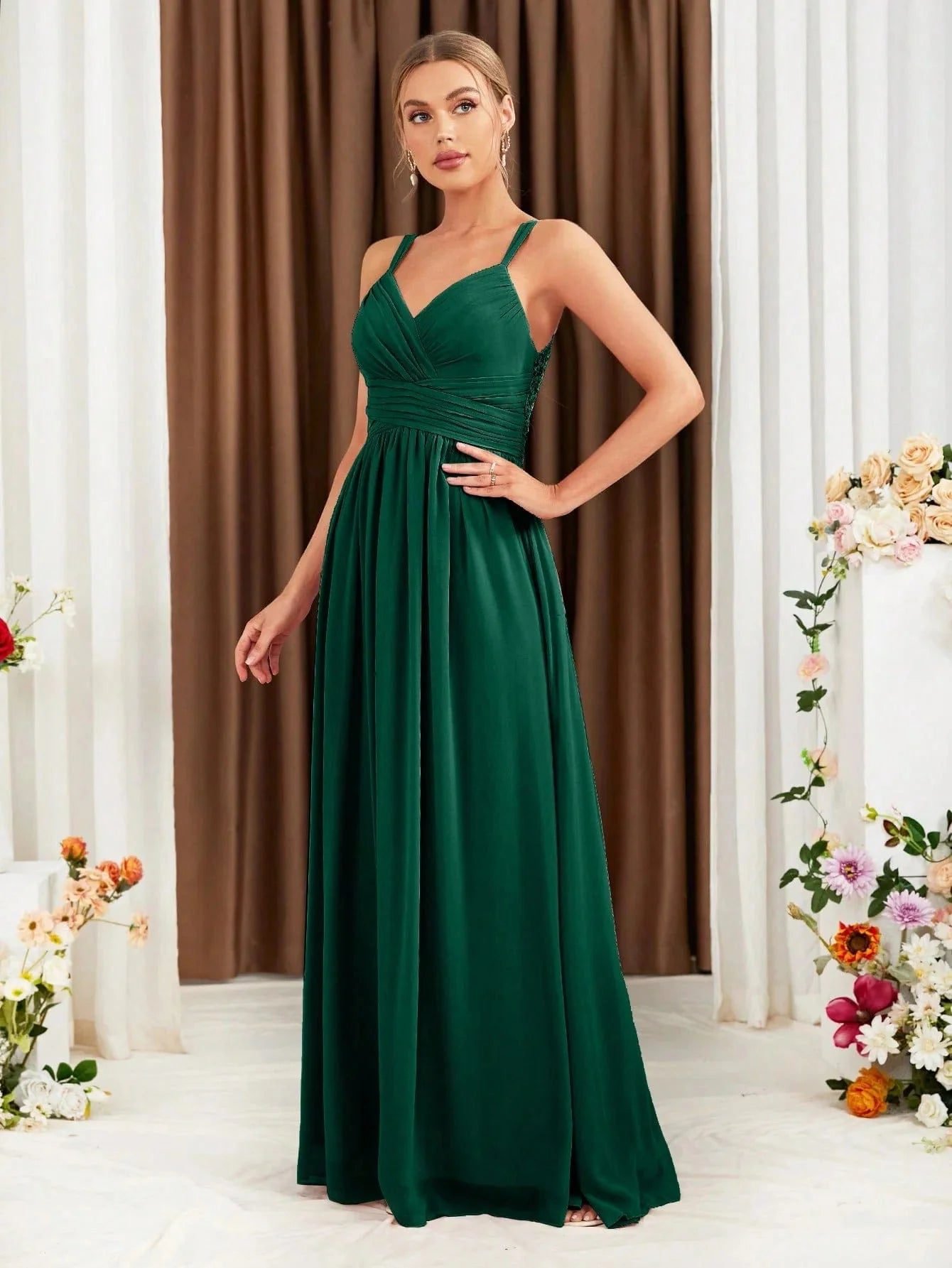 Robe Demoiselle Dhonneur Rose Poudre Dos Nu 3