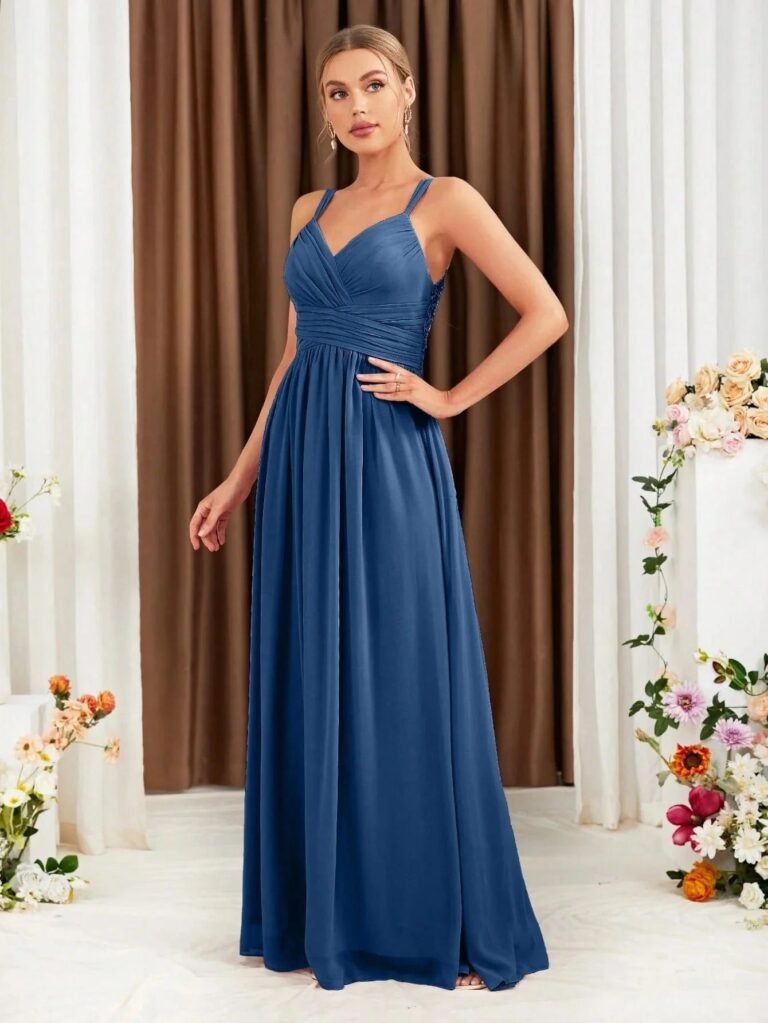 Robe Demoiselle Dhonneur Rose Poudre Dos Nu 6