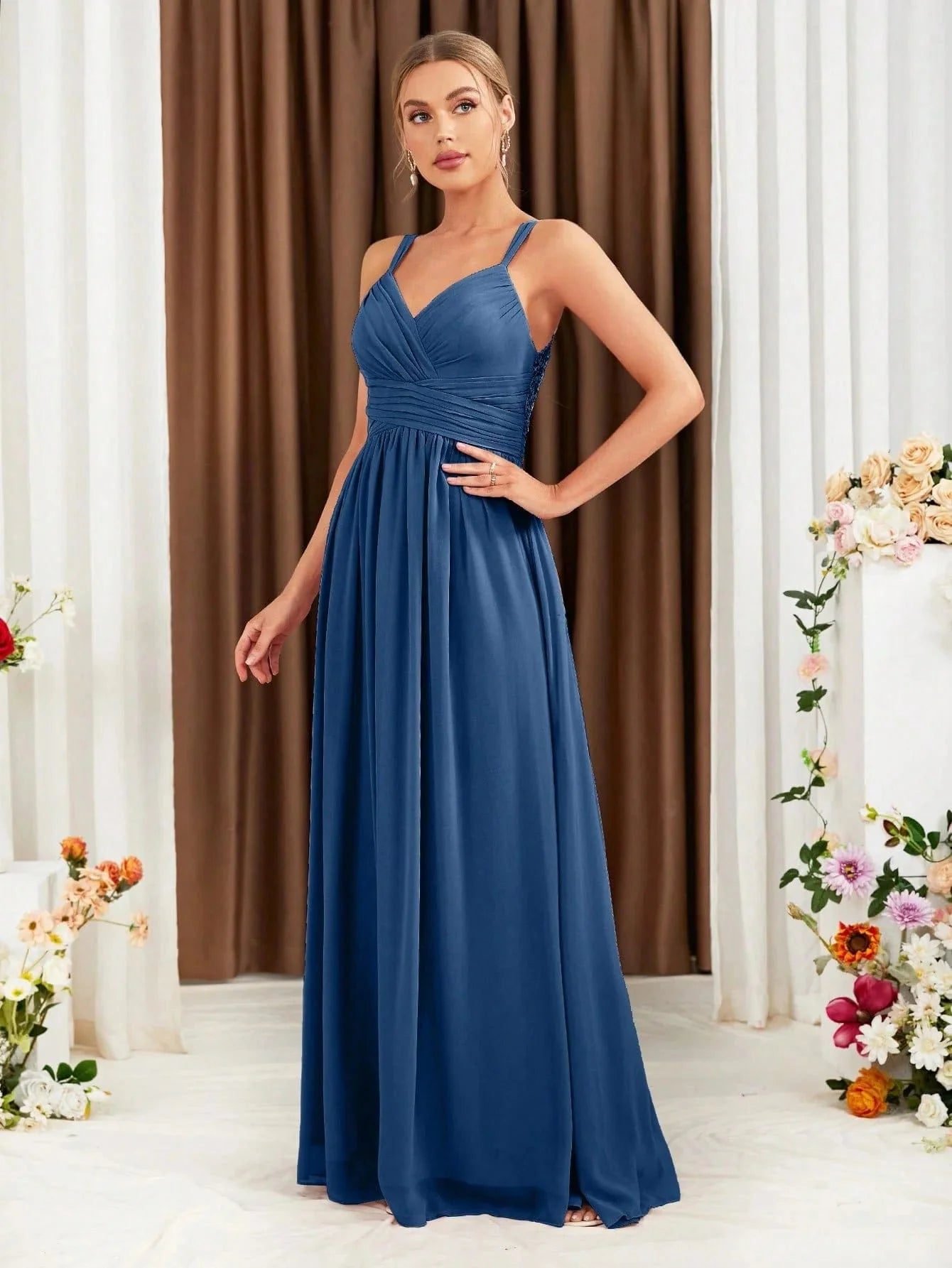 Robe Demoiselle Dhonneur Rose Poudre Dos Nu 6