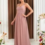 Robe Demoiselle Dhonneur Rose Poudre Dos Nu 8