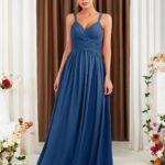 Robe Demoiselle Dhonneur Rose Poudre Dos Nu Bleu S
