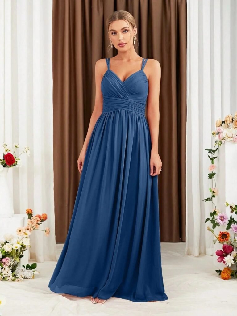 Robe Demoiselle Dhonneur Rose Poudre Dos Nu Bleu S