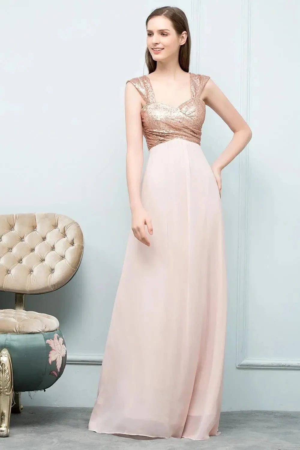 Robe Demoiselle Dhonneur Rose Poudre Haut Dore Rose Poudre 32