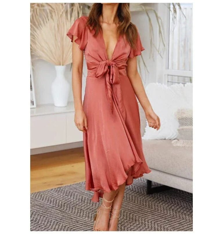 Robe Demoiselle Dhonneur Terracotta Asymetrique Satinee Terracotta S
