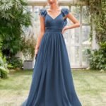 Robe Demoiselle Dhonneur Terracotta Bleu S