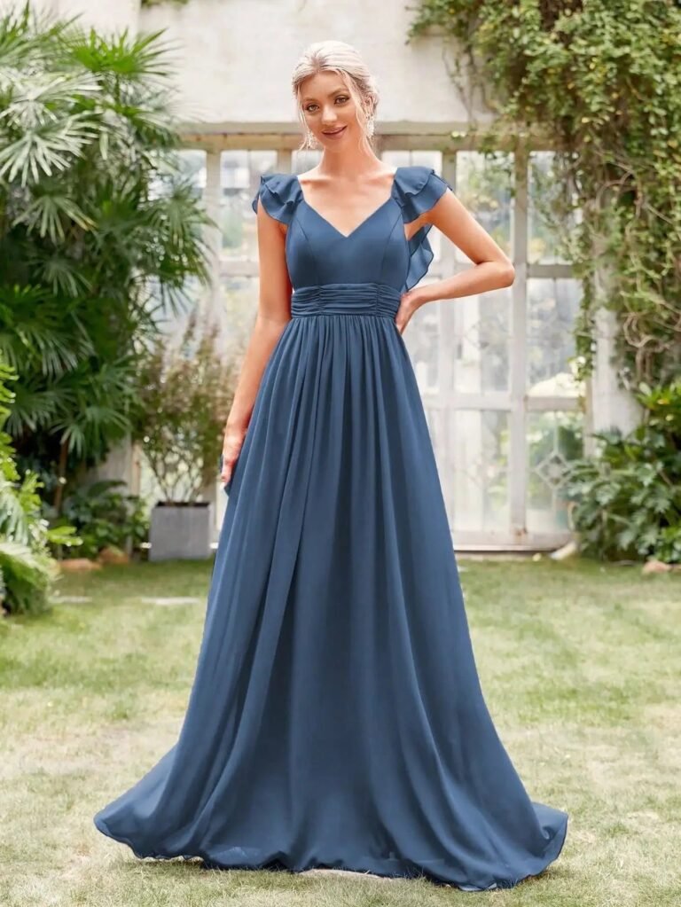 Robe Demoiselle Dhonneur Terracotta Bleu S