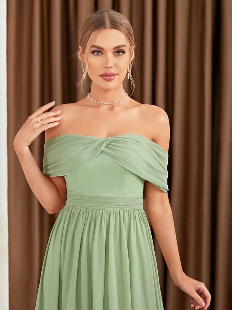 Robe Demoiselle Dhonneur Verte Sauge 2