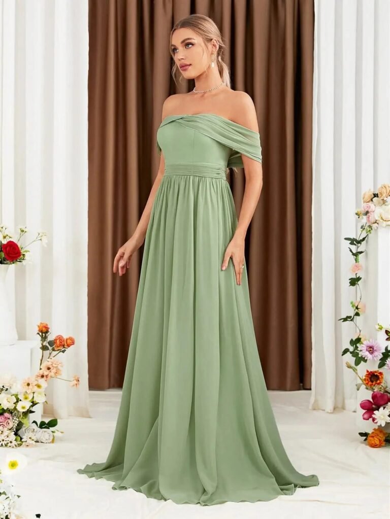 Robe Demoiselle Dhonneur Verte Sauge 3