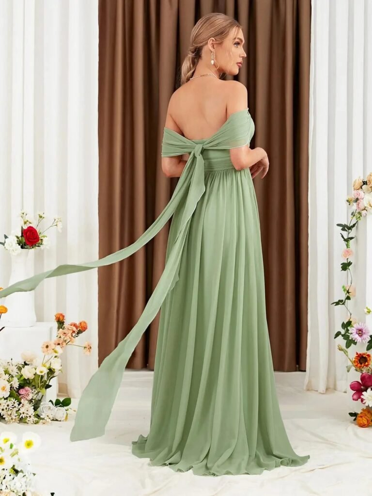 Robe Demoiselle Dhonneur Verte Sauge 4