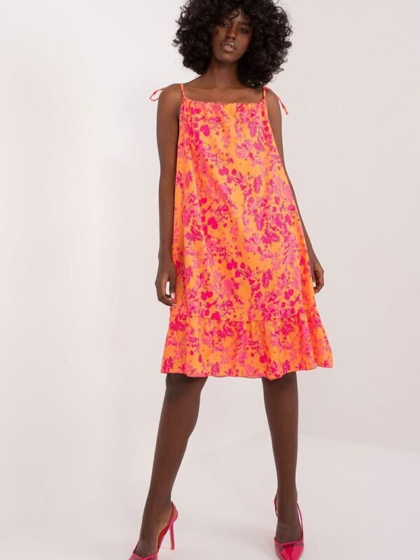 Robe Dete A Bretelles De Couleur Vive Orange S M