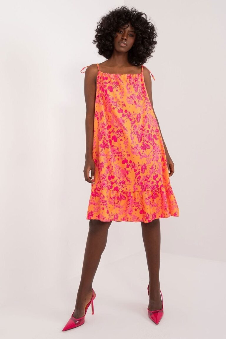 Robe Dete A Bretelles De Couleur Vive Orange S M