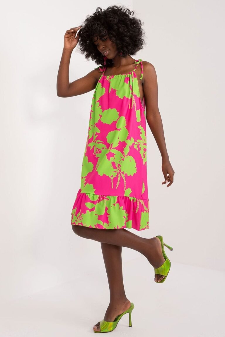 Robe Dete A Bretelles Rose Et Verte 2