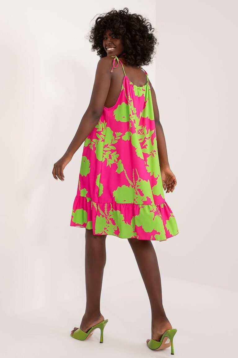 Robe Dete A Bretelles Rose Et Verte 3