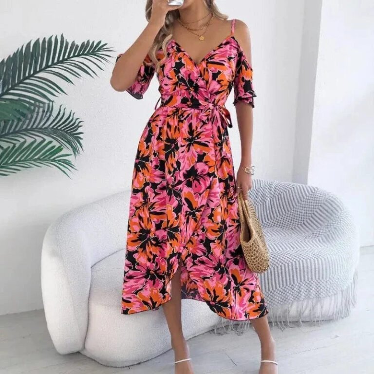 Robe Dete A Imprime Floral Midi Multicouleur S