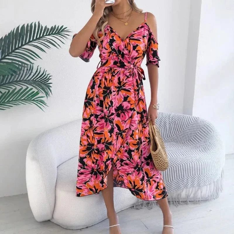 Robe Dete A Imprime Floral Midi Multicouleur S