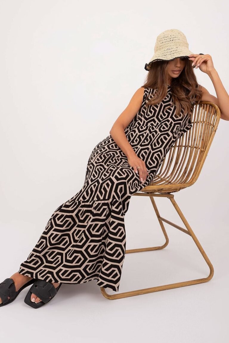 Robe Dete Avec Motif Geometrique Noir