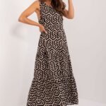 Robe Dete Avec Motif Geometrique Noir Beige Et Noir S