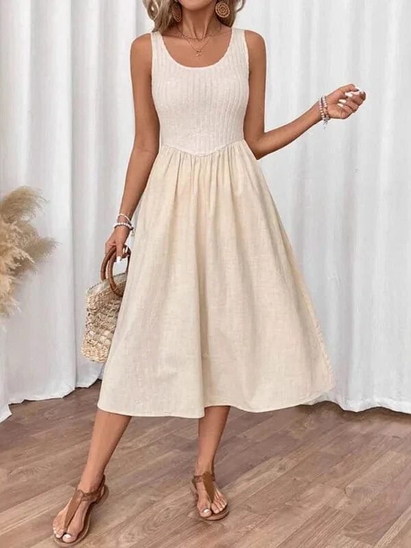 Robe Dete Beige Decontractee Sans Manches