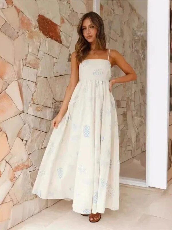 Robe Dete Blanche Casual Bretelles Blanc S